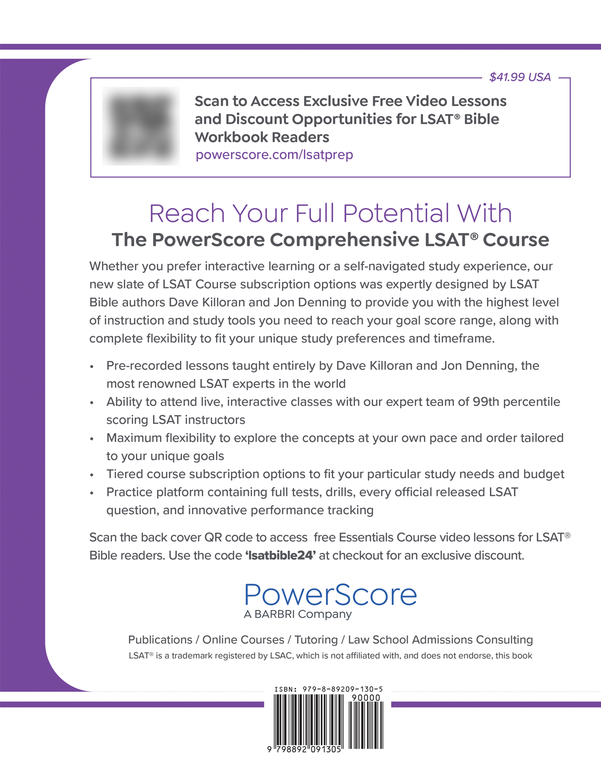 PowerScore LSAT Reading Comprehension Bible Workbook Back Cover